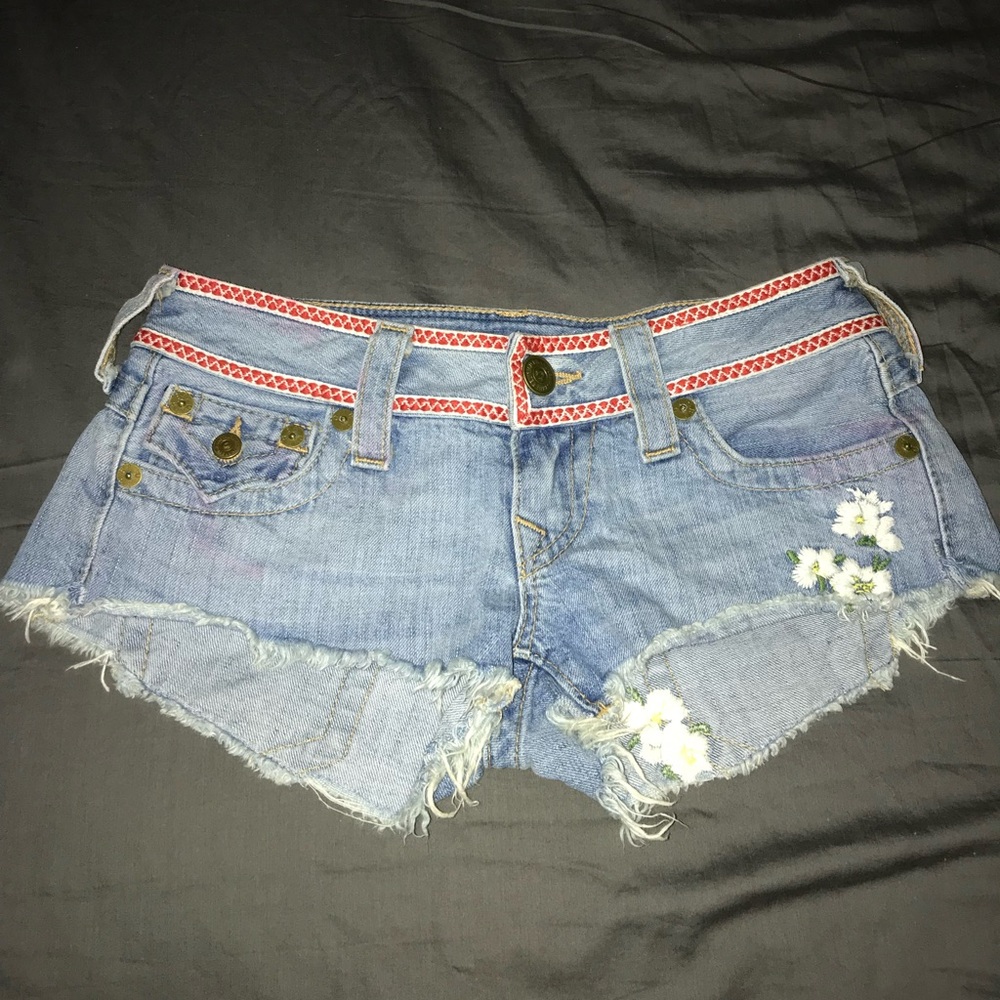True religion denim shorts